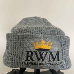 Gray RWM Beanie with Gold Crown
